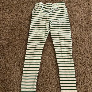 Mini Boden Green and White Striped Leggings